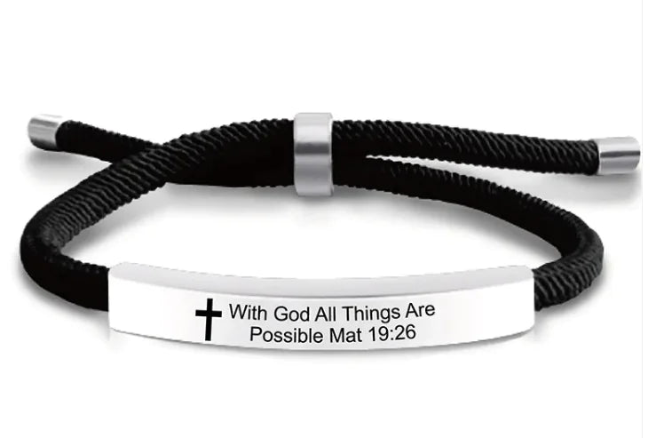 Stainless Steel Scripture Cross Bracelet