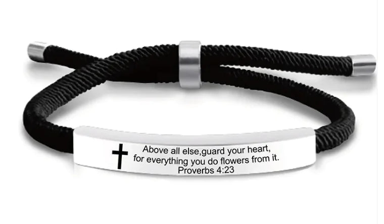 Stainless Steel Scripture Cross Bracelet