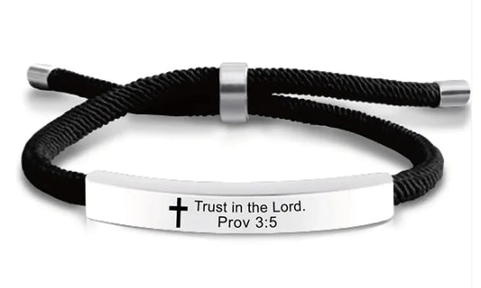 Stainless Steel Scripture Cross Bracelet