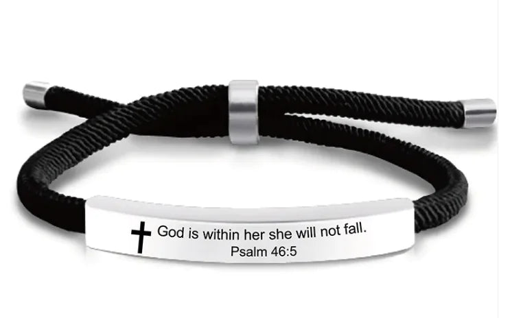 Stainless Steel Scripture Cross Bracelet