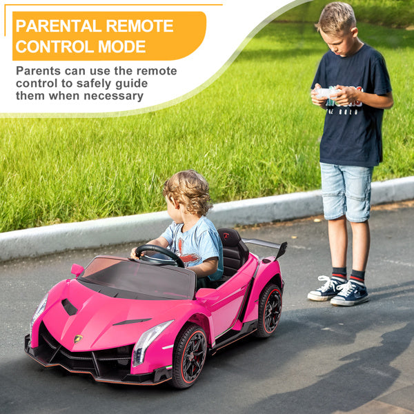 LEADZM Lamborghini Poison Small Dual Drive 12V 4.5AH with 2.4G Remote Control Sports Car Pink