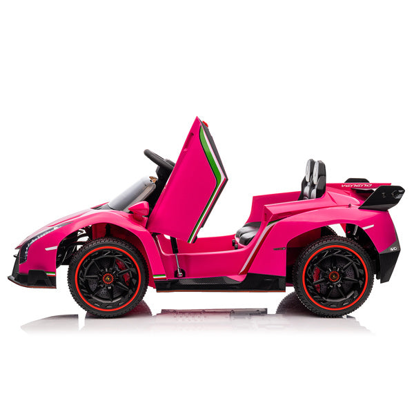 LEADZM Lamborghini Poison Small Dual Drive 12V 4.5AH with 2.4G Remote Control Sports Car Pink