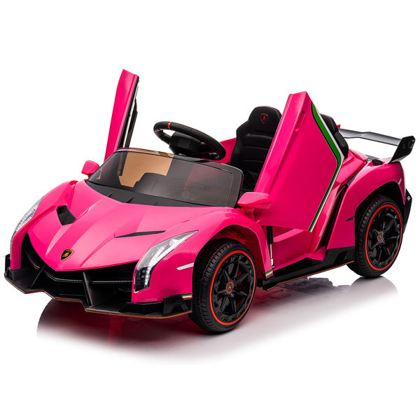 LEADZM Lamborghini Poison Small Dual Drive 12V 4.5AH with 2.4G Remote Control Sports Car Pink