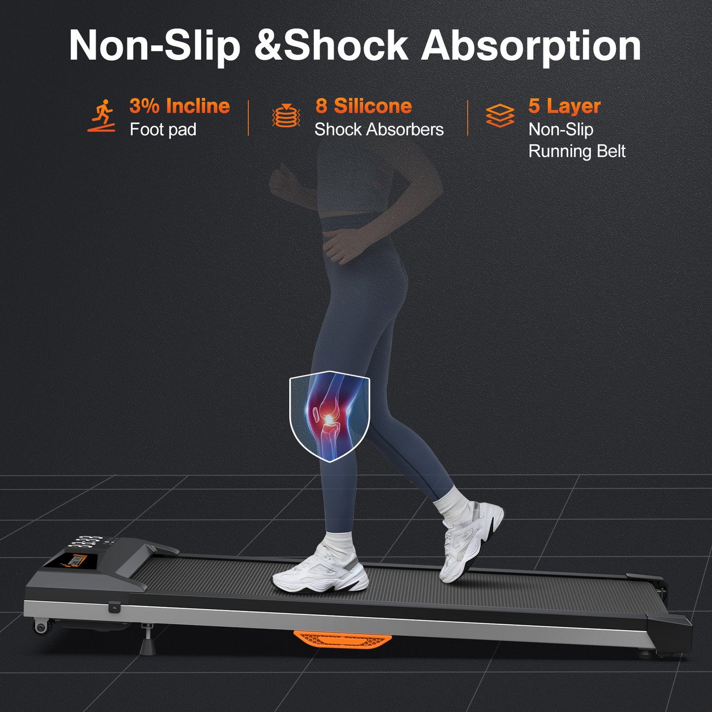 Under Desk Treadmill, Walking Pad for Home/Office, Portable Walking Treadmill 2.25HP, Walking Jogging Machine with 265 lbs Weight Capacity App Remote Control LED Display