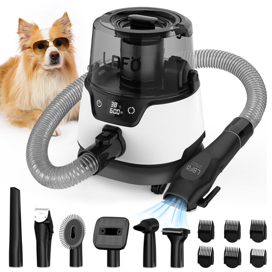 Dog Grooming Kit Low Noise Wholesale Pet Hair Vacuum Cleaner Dog Dryer Removal Brush with 6 Pet Grooming Tools, black+white