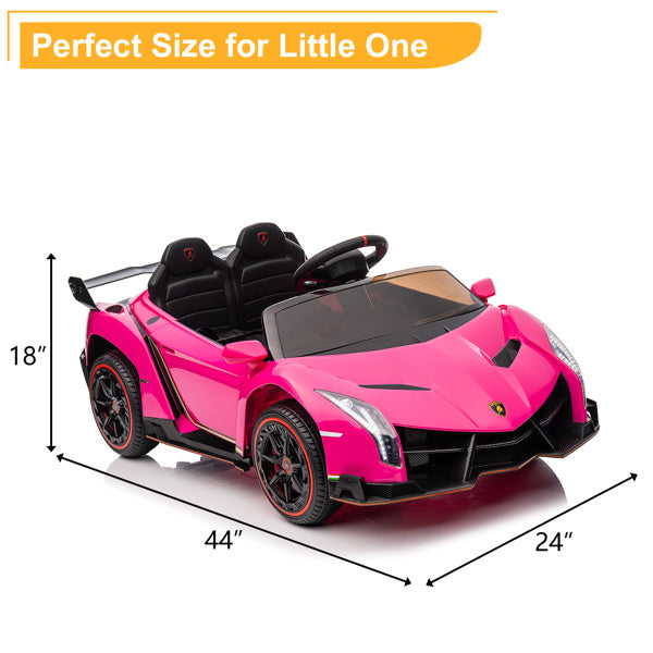 LEADZM Lamborghini Poison Small Dual Drive 12V 4.5AH with 2.4G Remote Control Sports Car Pink