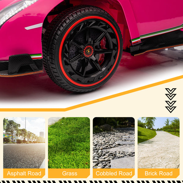 LEADZM Lamborghini Poison Small Dual Drive 12V 4.5AH with 2.4G Remote Control Sports Car Pink