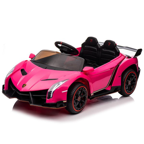 LEADZM Lamborghini Poison Small Dual Drive 12V 4.5AH with 2.4G Remote Control Sports Car Pink