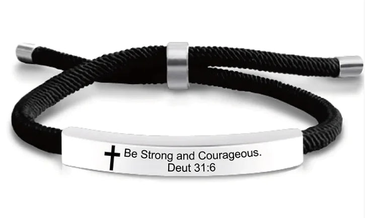 Stainless Steel Scripture Cross Bracelet