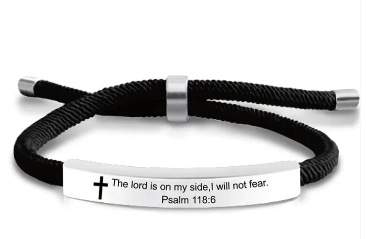 Stainless Steel Scripture Cross Bracelet