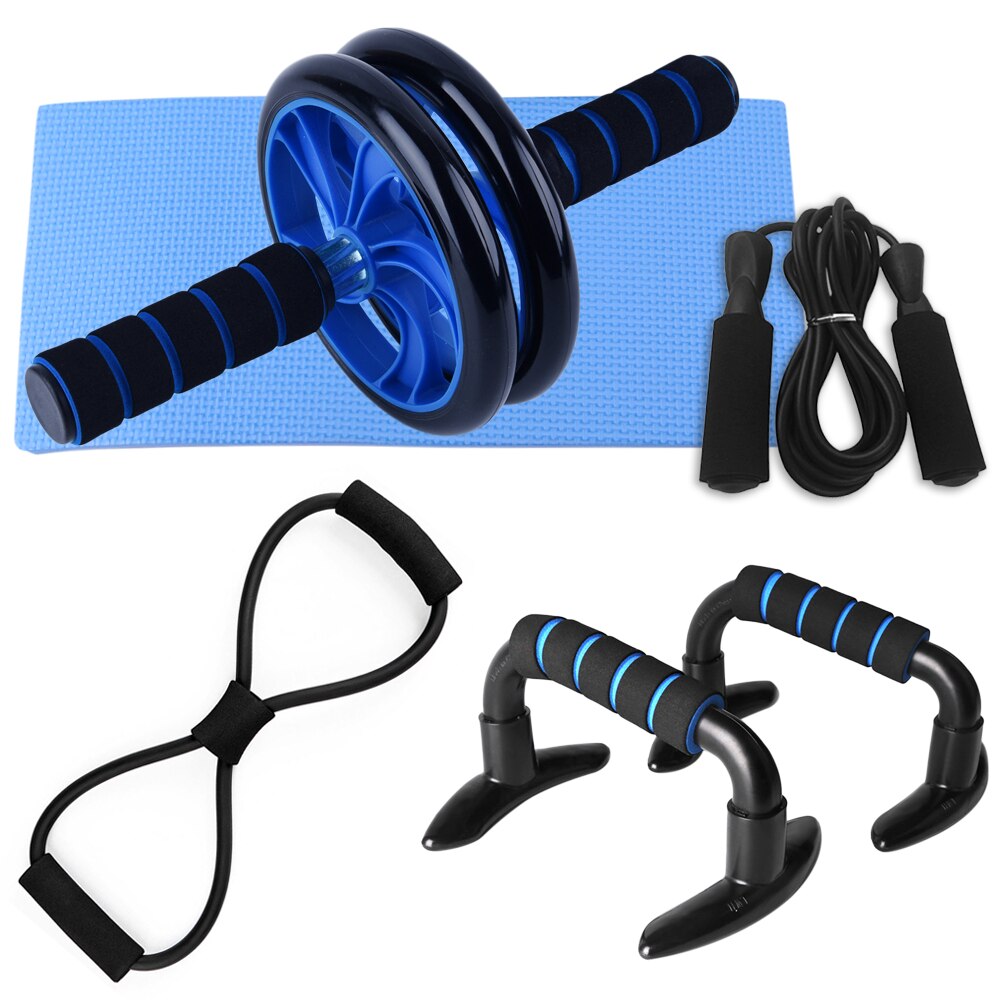 Muscle Exercise Equipment Abdominal Press Wheel Roller Home Fitness Equipment Gym Roller Trainer with Push UP Bar Jump Rope