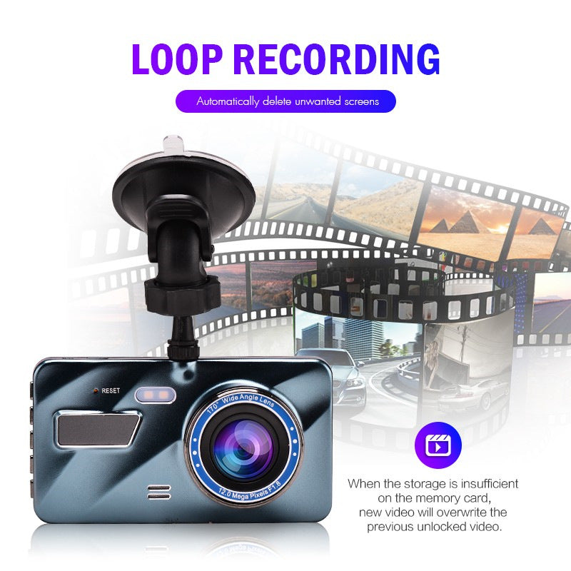 Car black box 3.6 inch recorder double-record HD 1080 night vision reversing image hidden monitoring DVR