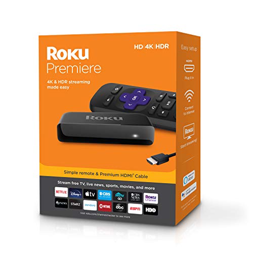 Roku Premiere | HD/4K/HDR Streaming Media Player, Simple Remote and Premium HDMI Cable, Black