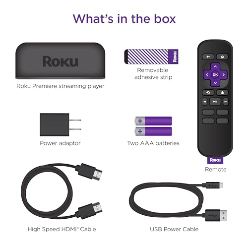 Roku Premiere | HD/4K/HDR Streaming Media Player, Simple Remote and Premium HDMI Cable, Black