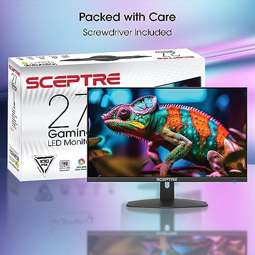 Sceptre New 27-inch Gaming Monitor 100Hz 1ms DisplayPort HDMI x2 100% sRGB AMD FreeSync Build-in Speakers, Eye Care Frameless Machine Black 2024 (E275W-FW100T)