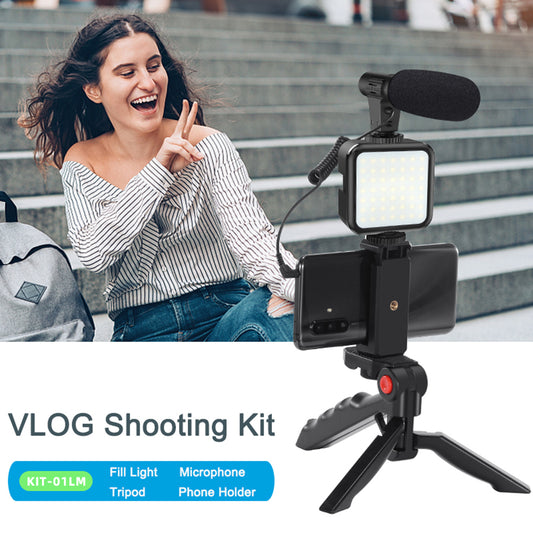 Jumpflash DSLR SLR Phone Vlog Tripod Vlogging Kits Live Selfie Fill Light Integration with Remote Control Microphone LED Light