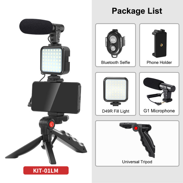 Jumpflash DSLR SLR Phone Vlog Tripod Vlogging Kits Live Selfie Fill Light Integration with Remote Control Microphone LED Light