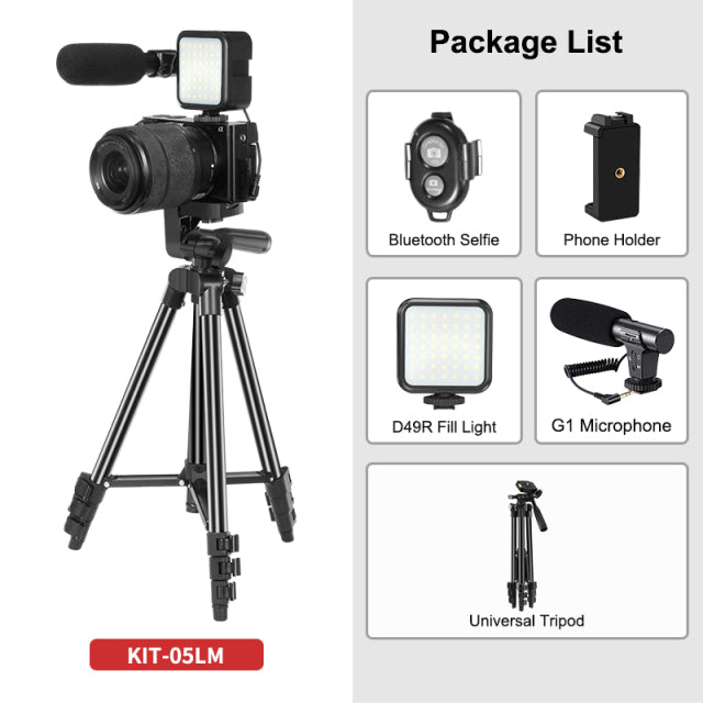 Jumpflash DSLR SLR Phone Vlog Tripod Vlogging Kits Live Selfie Fill Light Integration with Remote Control Microphone LED Light