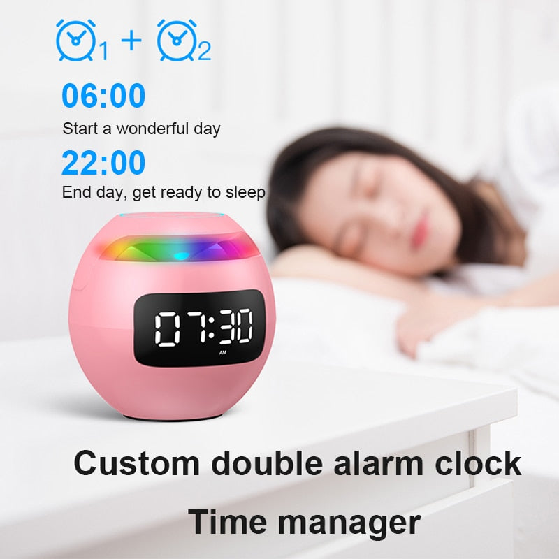 Mini Bluetooth Speaker Wireless Bluetooth Sound box with LED Display Alarm Clock Hifi TF Card MP3 Music Play