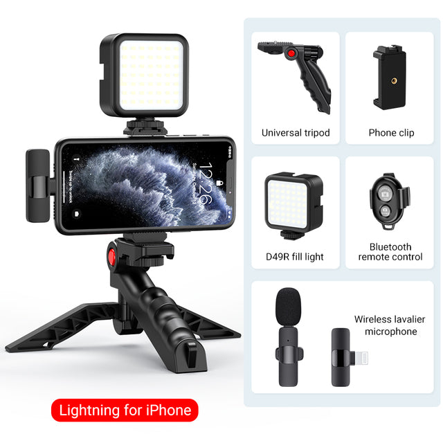 Jumpflash DSLR SLR Phone Vlog Tripod Vlogging Kits Live Selfie Fill Light Integration with Remote Control Microphone LED Light