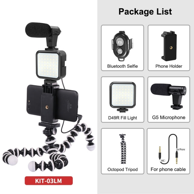 Jumpflash DSLR SLR Phone Vlog Tripod Vlogging Kits Live Selfie Fill Light Integration with Remote Control Microphone LED Light