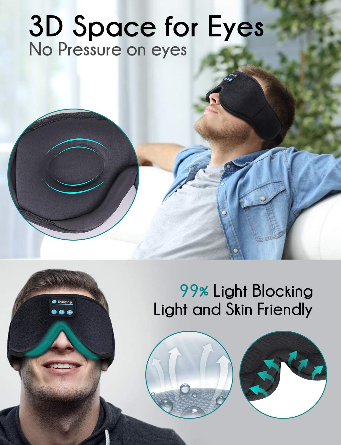 Headphone wireless music eye mask Bluetooth