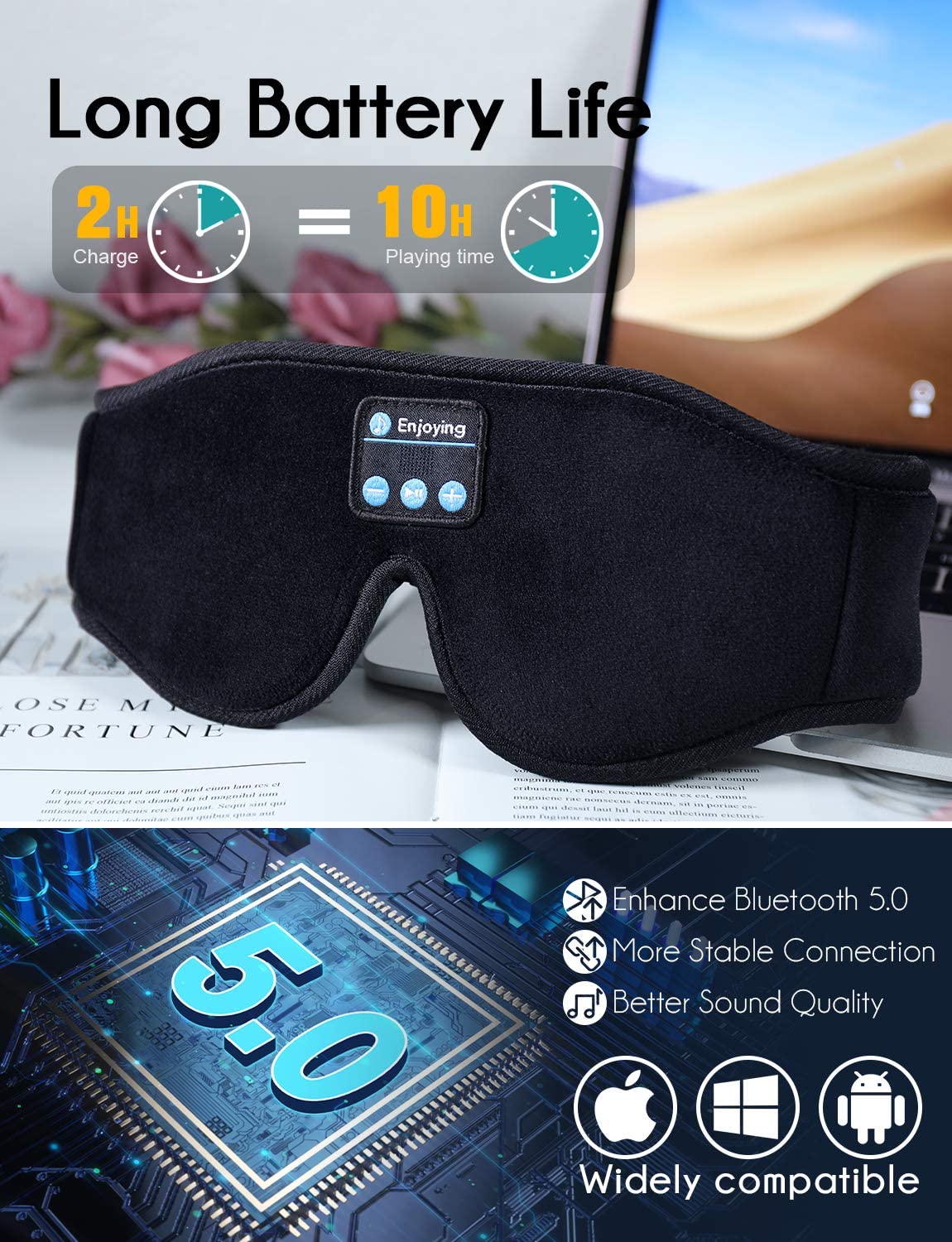 Headphone wireless music eye mask Bluetooth