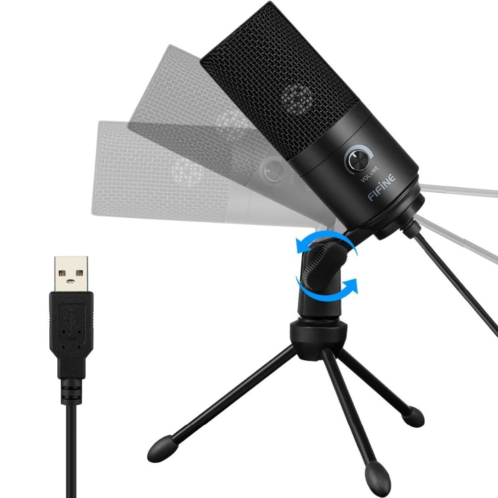 Fifine Metal USB Condenser Recording Microphone For Laptop  Windows Cardioid Studio Recording Vocals  Voice Over,YouTube-K669