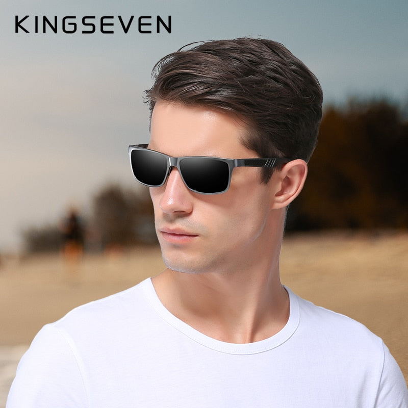 KINGSEVEN Men Polarized Sunglasses Aluminum Magnesium Sun Glasses Driving Glasses Rectangle Shades For Men Oculos masculino Male