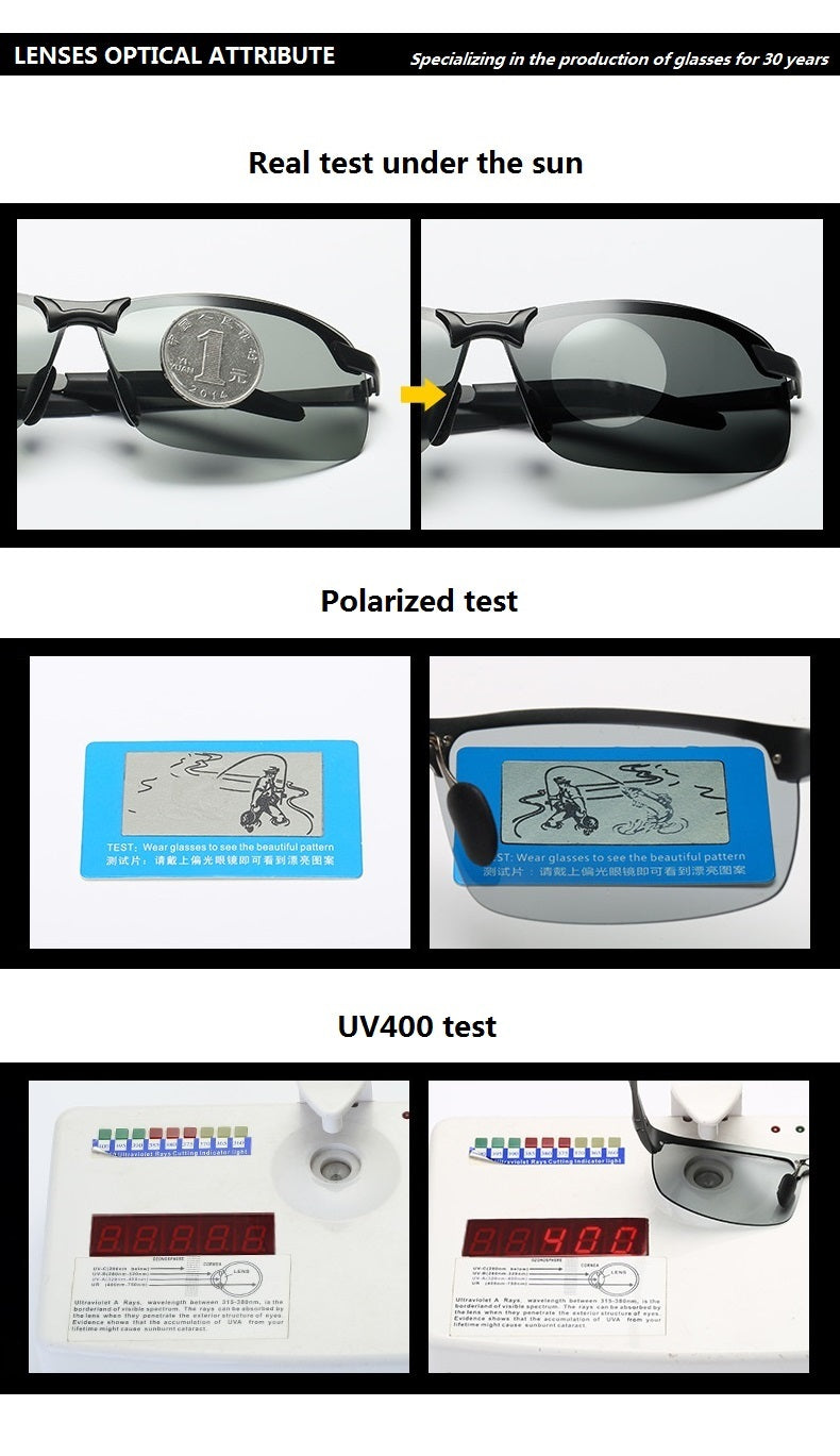 Photochromic Sunglasses Men Polarized Driving Chameleon Glasses Male Change Color Sun Glasses Day Night Vision Driver's Eyewear