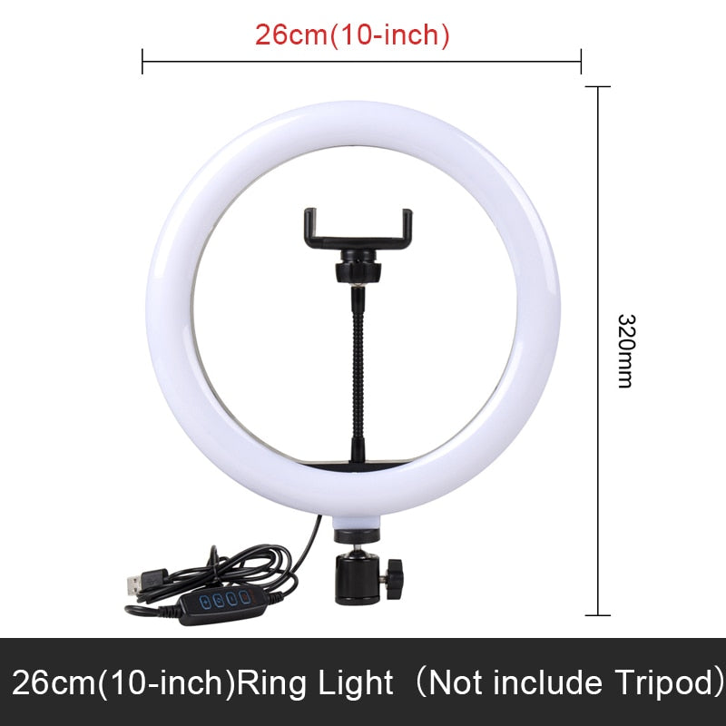 Selfie Ring Light Photography Led Rim Of Lamp With Mobile Holder Support Tripod Stand Ringlight For Live Video Streaming