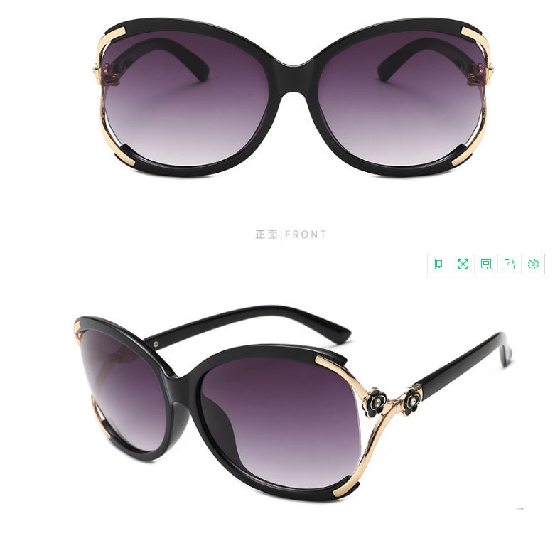 ladies sunglasses tea flower hollow spot lacquer rose ink mirror tide wild large box sunglasses