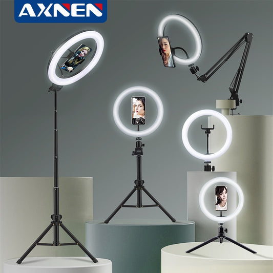 Selfie Ring Light Photography Led Rim Of Lamp With Mobile Holder Support Tripod Stand Ringlight For Live Video Streaming