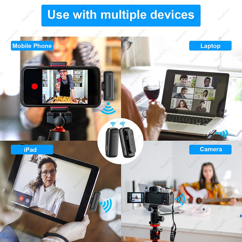 Wireless Lavalier Microphone Mini Portable Noise Reduction Audio Video Recording Microphone For iPhone Android With Charging Box