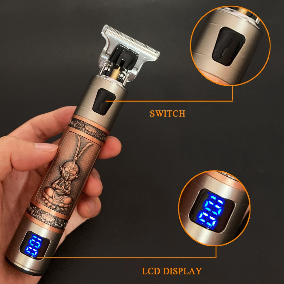 Men Cordless Hair Clipper Barber Professional Buddha Dragon Electric Hair Cutting Machine Beard Shaving Hair Trimmer Styling Kit