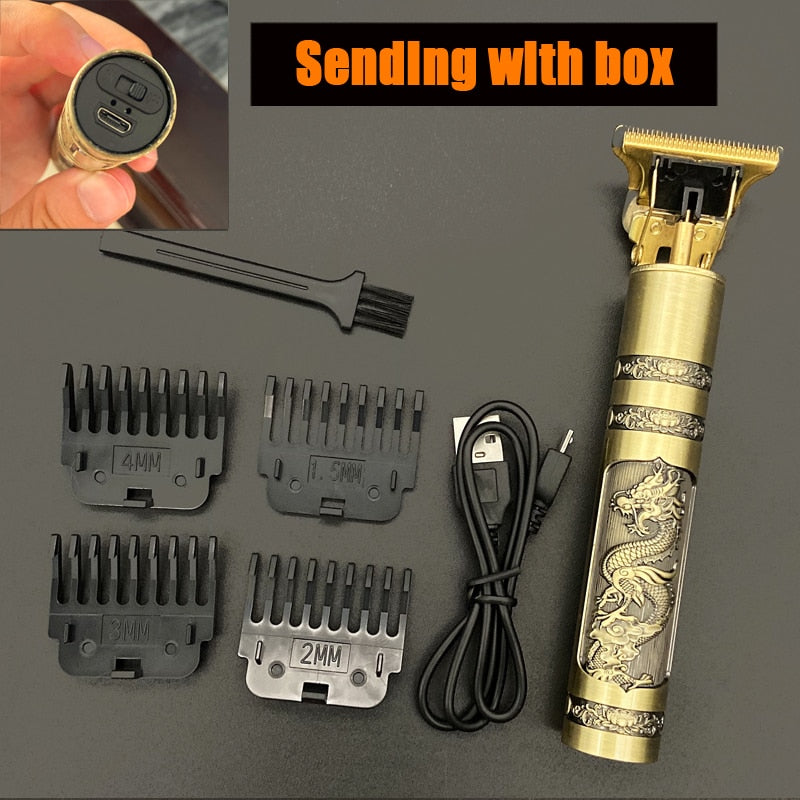 Men Cordless Hair Clipper Barber Professional Buddha Dragon Electric Hair Cutting Machine Beard Shaving Hair Trimmer Styling Kit