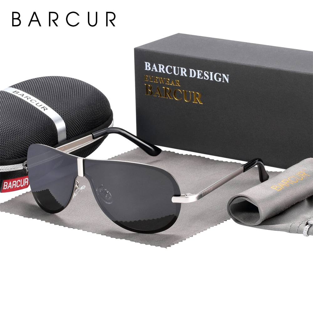 BARCUR Glass Stainless Steel Polarized Sunglasses Men Driving Male Sunglasses oculos Male Eyewear Accessories For Men