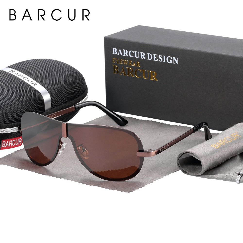 BARCUR Glass Stainless Steel Polarized Sunglasses Men Driving Male Sunglasses oculos Male Eyewear Accessories For Men