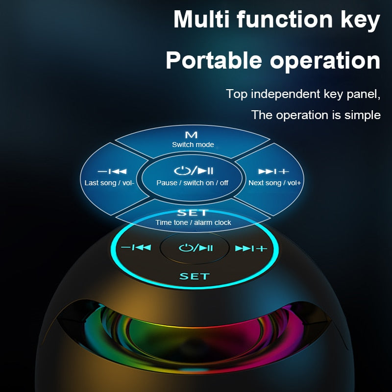 Mini Bluetooth Speaker Wireless Bluetooth Sound box with LED Display Alarm Clock Hifi TF Card MP3 Music Play