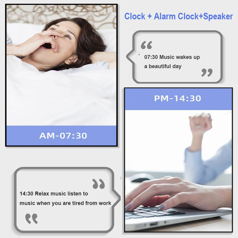 Mini Bluetooth Speaker Wireless Bluetooth Sound box with LED Display Alarm Clock Hifi TF Card MP3 Music Play