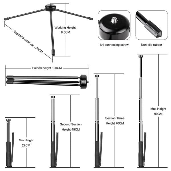 6 inch Selfie Ring Light with Gimbal Bracket  Stick Bluetooth Set