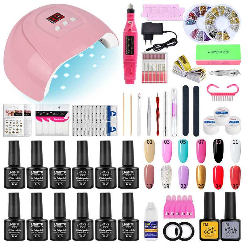 Nail Set UV LED Lamp Dryer With 18/12 pcs Nail Gel Polish Kit Soak Off Manicure Tools Set electric Nail drill Nail Tools