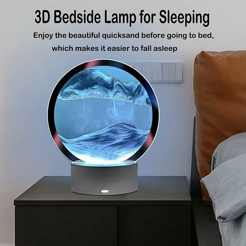 Creative RGB 3D Moving Sand Art Night Light Quicksand Painting Table Lamp LED Lights Hourglass Christmas Gift Home Office Decor