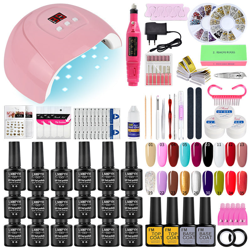 Nail Set UV LED Lamp Dryer With 18/12 pcs Nail Gel Polish Kit Soak Off Manicure Tools Set electric Nail drill Nail Tools