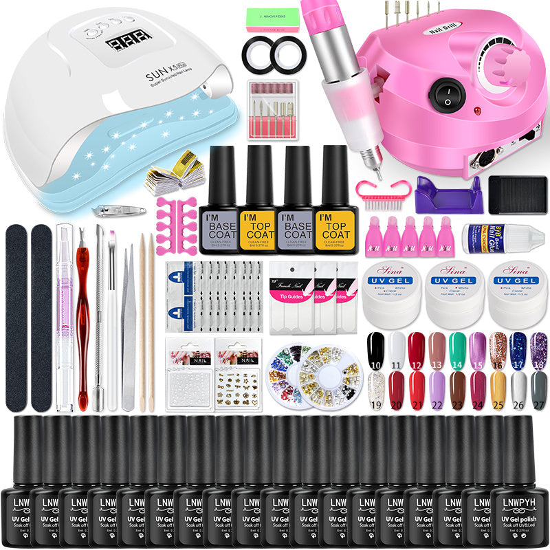 Nail Set UV LED Lamp Dryer With 18/12 pcs Nail Gel Polish Kit Soak Off Manicure Tools Set electric Nail drill Nail Tools