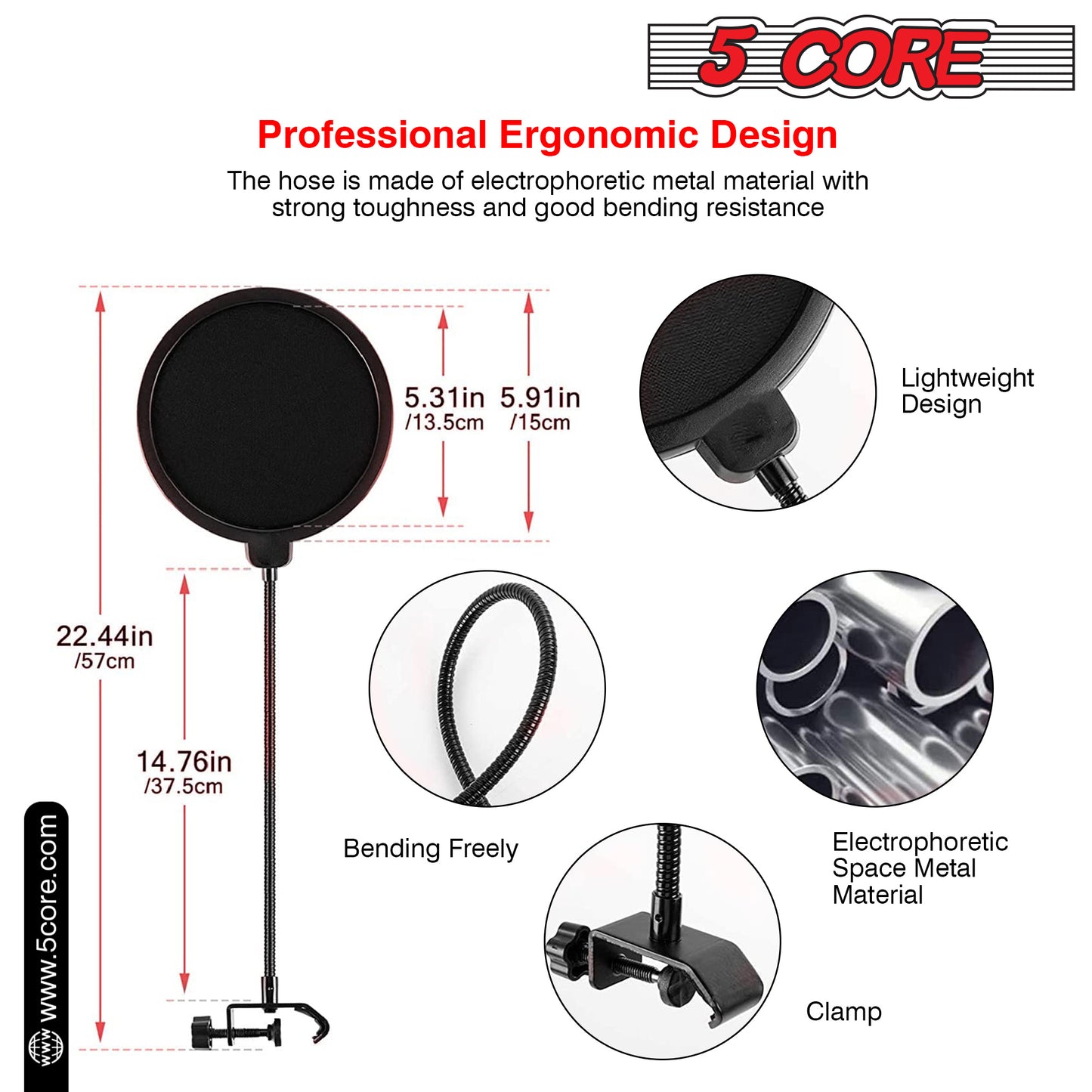 Microphone Condenser Mic for Computer Gaming; Podcast Tripod Stand Kit for Streaming; Recording; Vocals; Voice; Cardioids Studio Microphone 5 Core