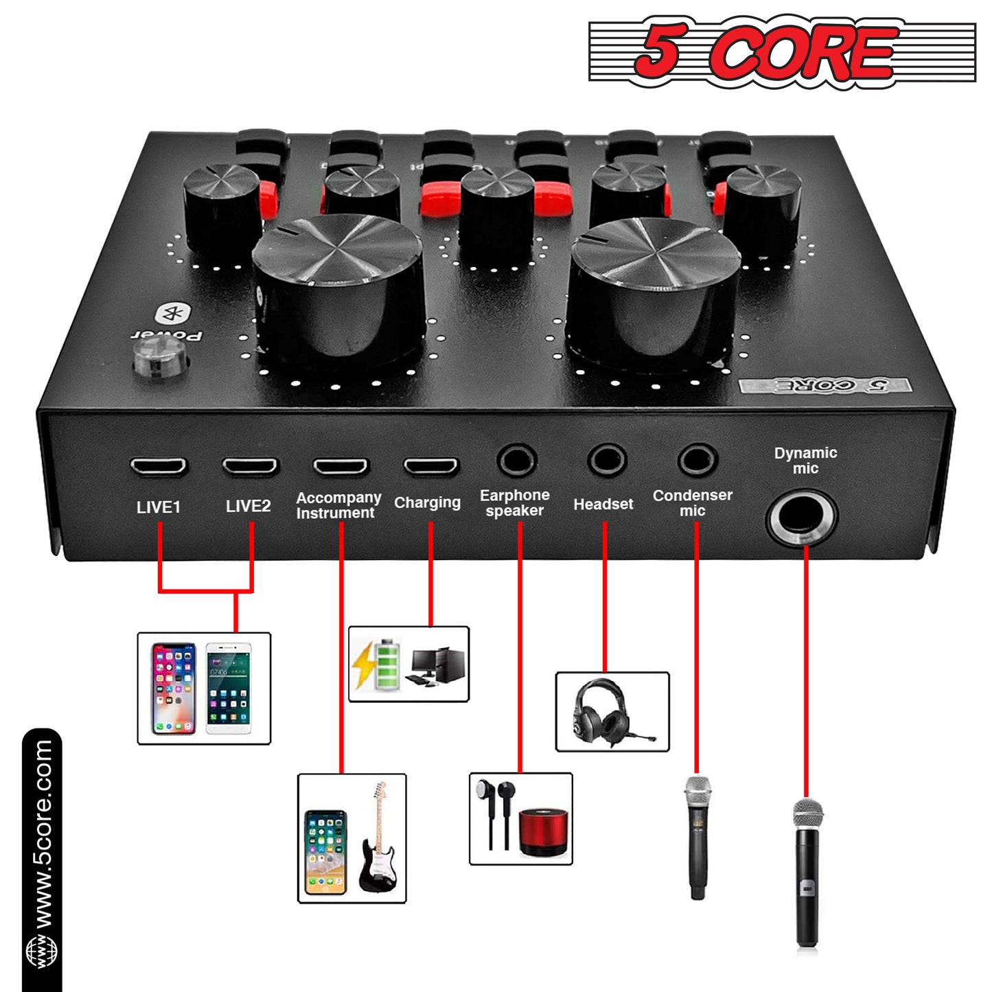 Microphone Condenser Mic for Computer Gaming; Podcast Tripod Stand Kit for Streaming; Recording; Vocals; Voice; Cardioids Studio Microphone 5 Core