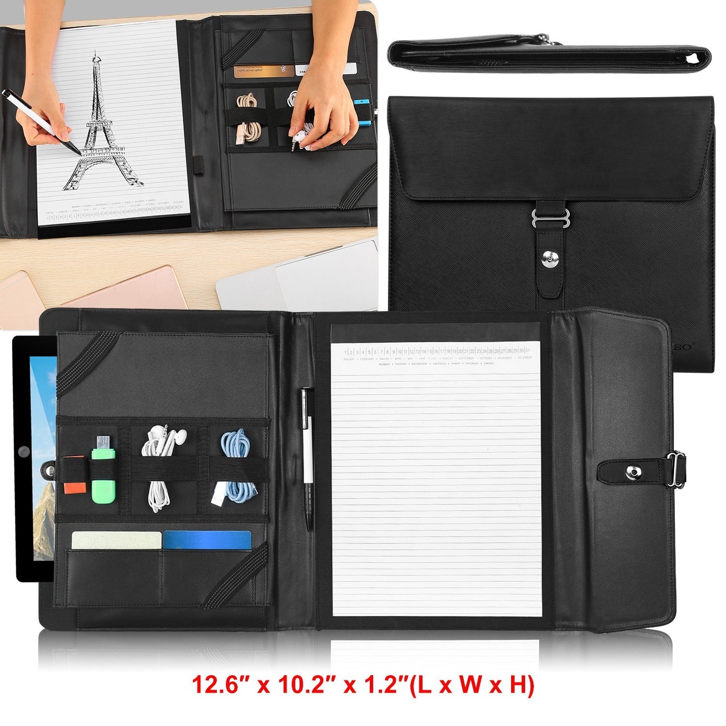 Padfolio Portfolio Folder Business Document Organizer PU Leather Padfolio Holder Case