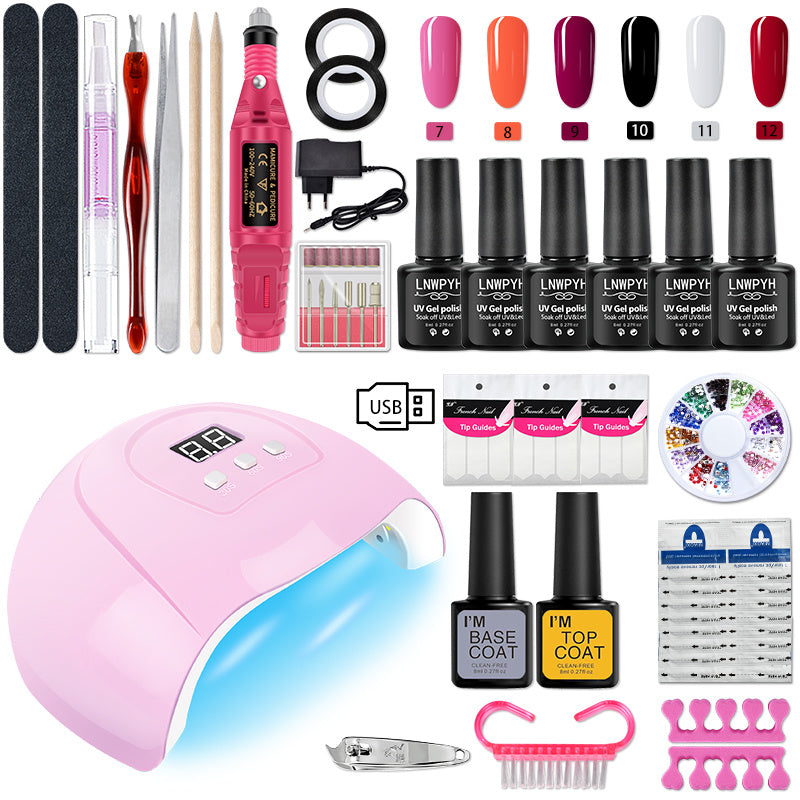 Nail Set UV LED Lamp Dryer With 18/12 pcs Nail Gel Polish Kit Soak Off Manicure Tools Set electric Nail drill Nail Tools