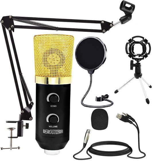 5 CORE XLR Microphone Condenser Mic w/Microphone ARM for Computer Gaming; Podcast; Tripod Stand Kit for Streaming; Recording; Vocals; Voice; Cardioids Studio Microphone RM 7 BG